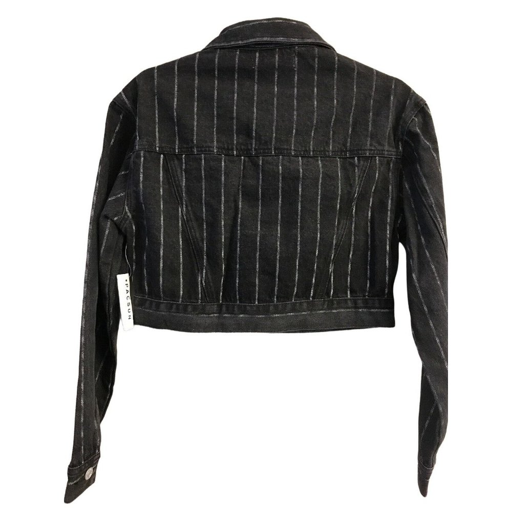 NWT PACSUN Women's Denim Jacket XS/S Black Stripe - Picture 2 of 4